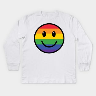 Rainbow Smiley Face Kids Long Sleeve T-Shirt